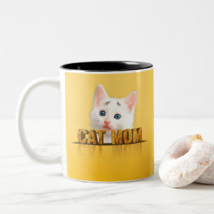 Caneca De Café Em Dois Tons Camisa da mãe de gato   presente para gatos-mãe   