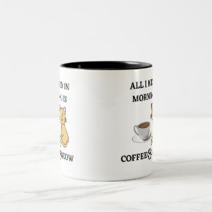 CANECA DE CAFÉ EM DOIS TONS CAMISA DE GATO ENGRAÇADO AMANTE DE CAFÉ E MEOW