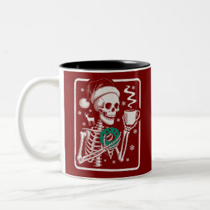 Caneca De Café Em Dois Tons Camisa de Natal de Esqueleto de Terror de Amigos M