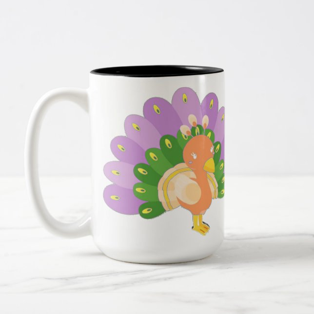 Caneca De Café Em Dois Tons Camisa do Pavão Fofo  (Esquerda)