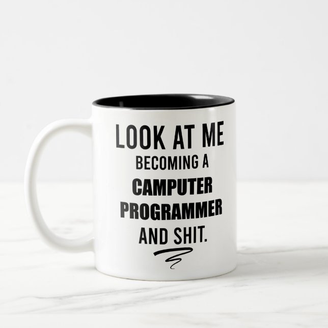 Caneca De Café Em Dois Tons Camisa engraçada com frase de programador de compu (Esquerda)