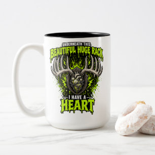 Caneca De Café Em Dois Tons Camisa engraçada com galhadas de veado sarcástica