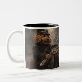 Caneca De Café Em Dois Tons Camisa engraçada de cachorro policial pego em flag