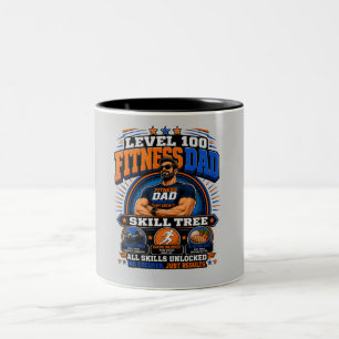 Caneca De Café Em Dois Tons Camisa Level 100 Fitness Dad – Skill Tree Gym Dad 