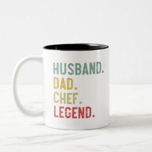 Caneca De Café Em Dois Tons Camisa Vintage Masculina Marido Pai Chef Lenda Ret