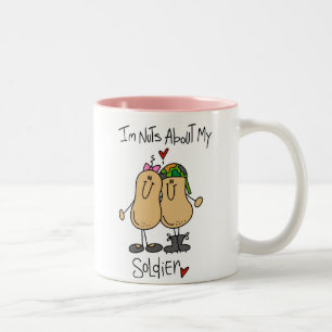 Caneca De Café Em Dois Tons Camisas e Presentes Maluca Pelo Meu Soldado