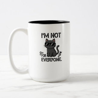 Caneca De Café Em Dois Tons Camiseta de Gato 'Não Sou para Todos e Tudo Bem' ,