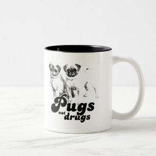 Caneca De Café Em Dois Tons Camiseta de PUGS NOT DRUGS