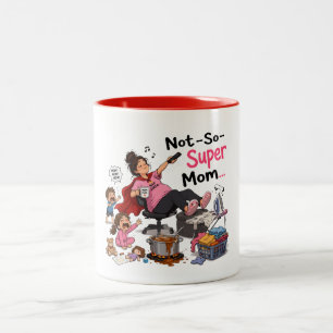Caneca De Café Em Dois Tons Camiseta Divertida Mãe Nem Tão Super Caos da Mater
