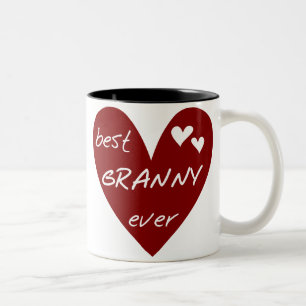 Caneca De Café Em Dois Tons Camiseta e presentes da avó do coração vermelho o