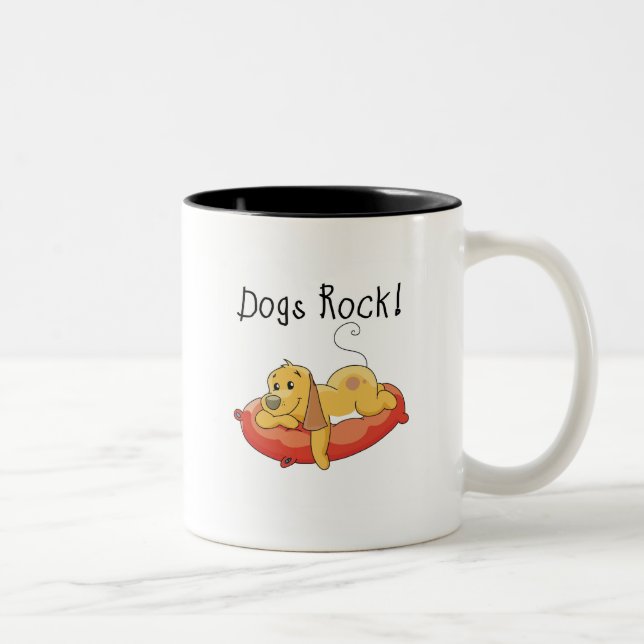 Caneca De Café Em Dois Tons Camiseta e presentes da rocha dos cães (Direita)