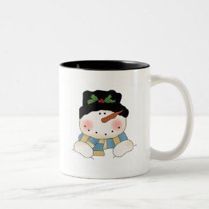 Caneca De Café Em Dois Tons Camiseta e presentes de sorriso do boneco de neve