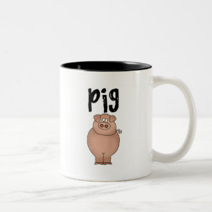 Caneca De Café Em Dois Tons Camiseta e presentes do animal de fazenda do porco