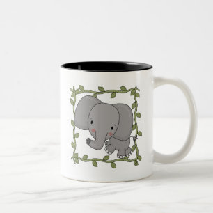 Caneca De Café Em Dois Tons Camiseta e presentes do elefante do bebê