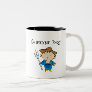 Caneca De Café Em Dois Tons Camiseta e presentes do menino do fazendeiro