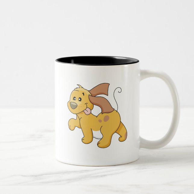 Caneca De Café Em Dois Tons Camiseta e presentes felizes do cão de Brown (Direita)