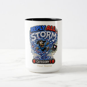 Caneca De Café Em Dois Tons Camiseta engraçada personalizada 'Reply All Storm'