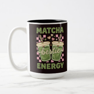 Caneca De Café Em Dois Tons Camiseta Gráfica MATCHA Bestie - Amantes do Chá Ve