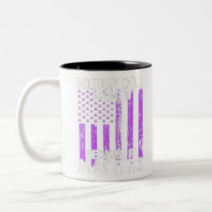 Caneca De Café Em Dois Tons Camiseta Mês da Criança Militar Roxo é Importante