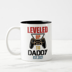 Caneca De Café Em Dois Tons Camiseta Subiu de Level para Papai Est 2021 Camise