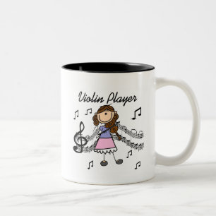 Caneca De Café Em Dois Tons Camisetas e Presentes da Garota Tocando Violino em