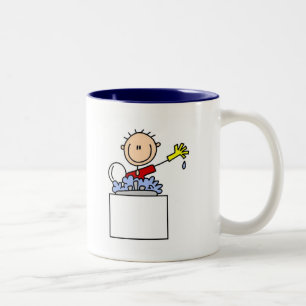 Caneca De Café Em Dois Tons Camisetas e Presentes de Boneco de Palito Lavando