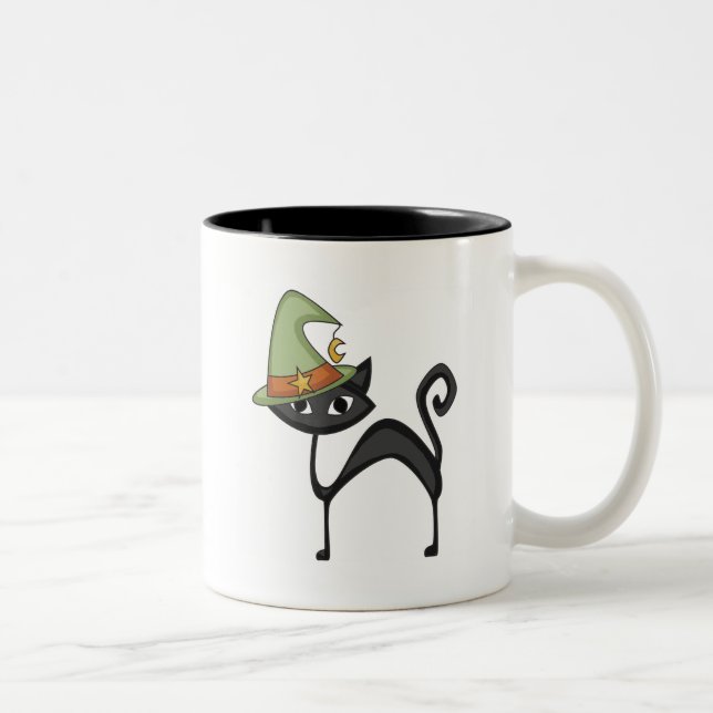 Caneca De Café Em Dois Tons Camisetas e presentes de gato do Halloween (Direita)