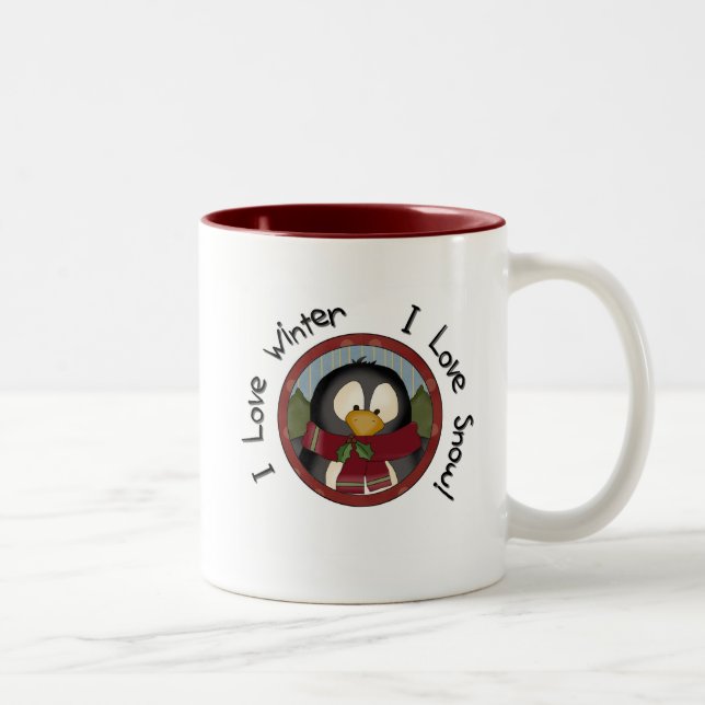 Caneca De Café Em Dois Tons Camisetas e presentes de Natal de Pinguim (Direita)