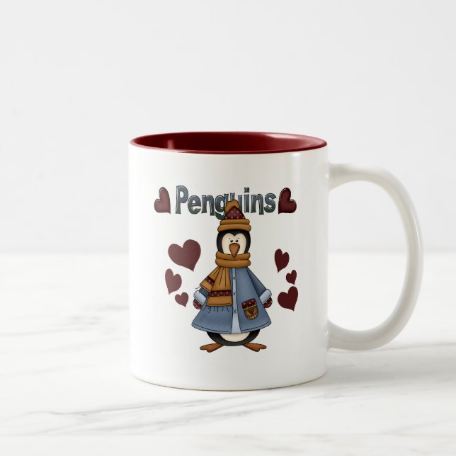 Caneca De Café Em Dois Tons Camisetas e presentes de pinguim de inverno (Direita)