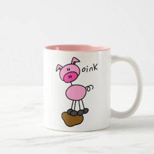 Caneca De Café Em Dois Tons Camisetas e Presentes de Porco em Figuras de Palit