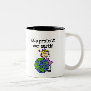 Caneca De Café Em Dois Tons Camisetas e Presentes Menina Protege Nossa Terra