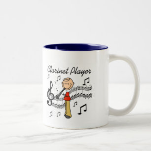 Caneca De Café Em Dois Tons Camisetas e Presentes para Tocador de Clarinete em
