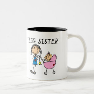 Caneca De Café Em Dois Tons Camisetas Irmã Mais Velha com Irmã Mais Nova