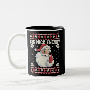 Caneca De Café Em Dois Tons Camisola Feia de Natal do Papai Noel Big Nick Ener