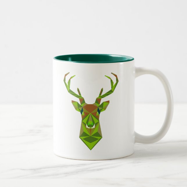 Caneca De Café Em Dois Tons Camo Geométrico Deer Head (Direita)