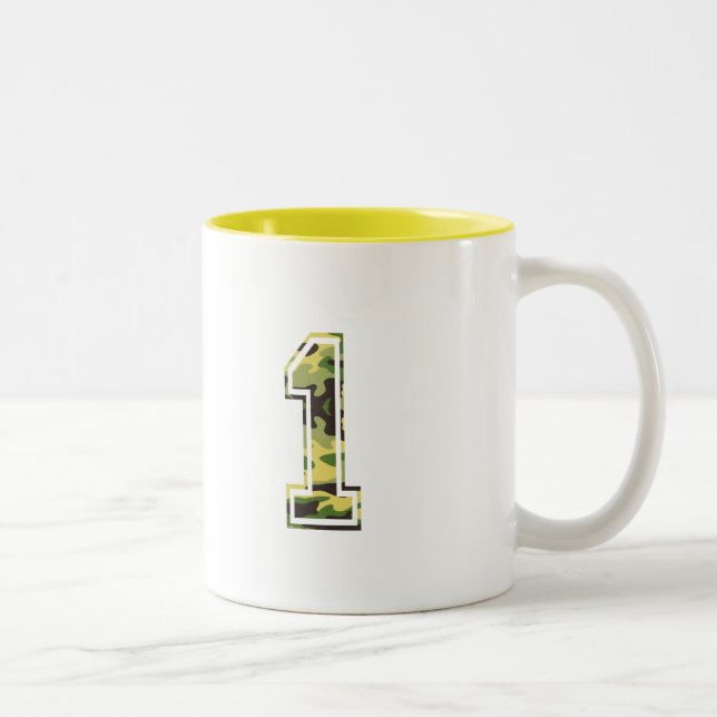 Caneca De Café Em Dois Tons Camo verde & amarelo de #1 (Direita)