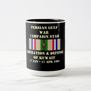Caneca De Café Em Dois Tons Campanha de Libertação e Defesa do Kuwait