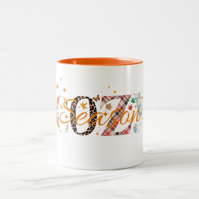 Caneca De Café Em Dois Tons Campanha de Retro na Queda do Cozy Season (Centro)