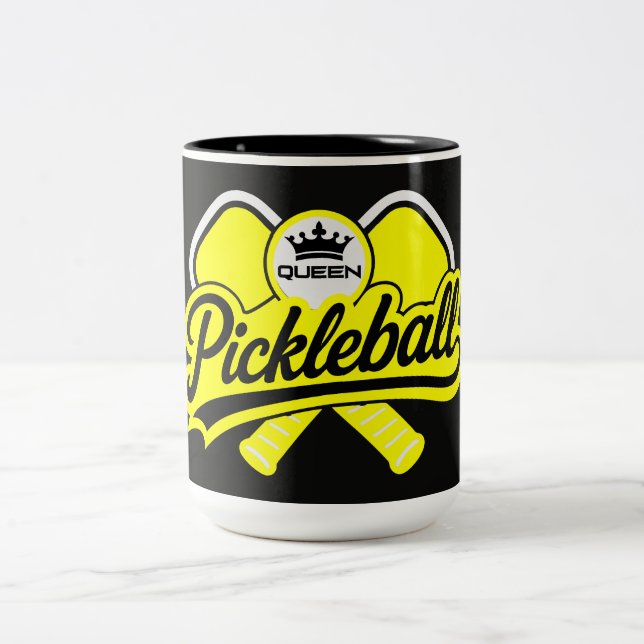 Caneca De Café Em Dois Tons Campeã Rainha de Pickleball (Centro)