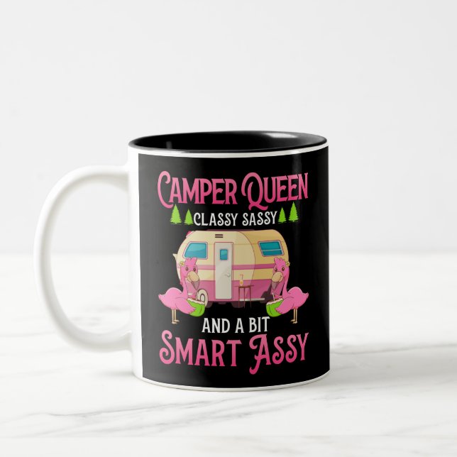 Caneca De Café Em Dois Tons Camper Queen Classy Sassy Smart Engraçadas Meninas (Esquerda)