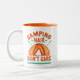 Caneca De Café Em Dois Tons Camping Hair Não se importa com o Engraçado Advent