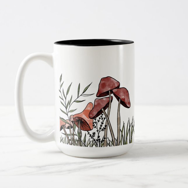 Caneca De Café Em Dois Tons Campo de cogumelo (Esquerda)