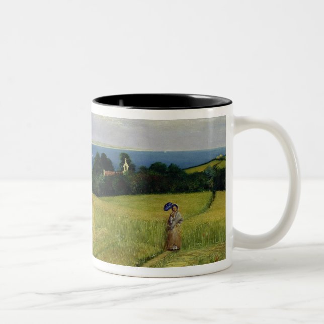Caneca De Café Em Dois Tons Campo de milho na ilha do Wight (Direita)