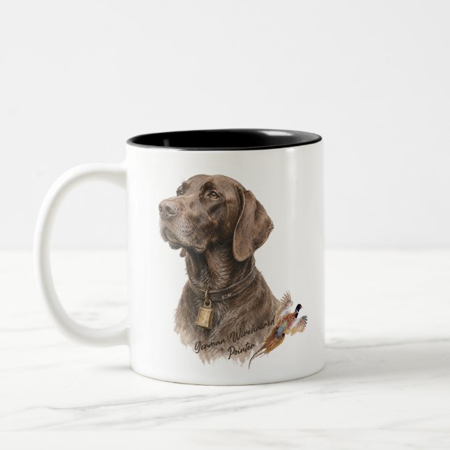 Caneca De Café Em Dois Tons Campo & Pena – Pointer Alemão com  (Esquerda)