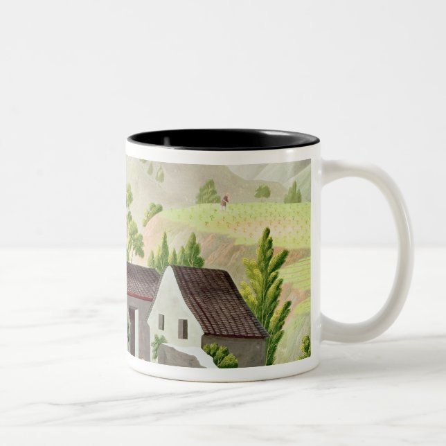 Caneca De Café Em Dois Tons Camponeses nos campos de almofada (Direita)