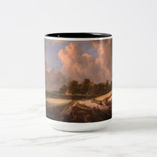 Caneca De Café Em Dois Tons Campos de trigo de van Ruisdael: