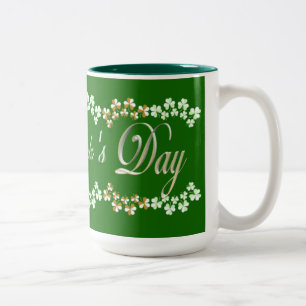 Caneca De Café Em Dois Tons Camrochas Sortudas de Dia de São Patrício Verde Ca