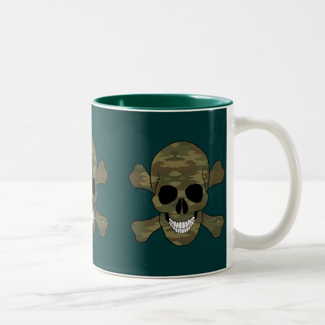 Caneca De Café Em Dois Tons Camuflagem Crânio E Crossbones (Direita)