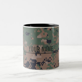 Caneca De Café Em Dois Tons Camuflagem da floresta de Digitas customizável