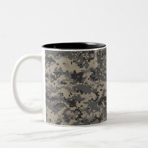Caneca De Café Em Dois Tons Camuflagem digital impressão de pixel do exército 